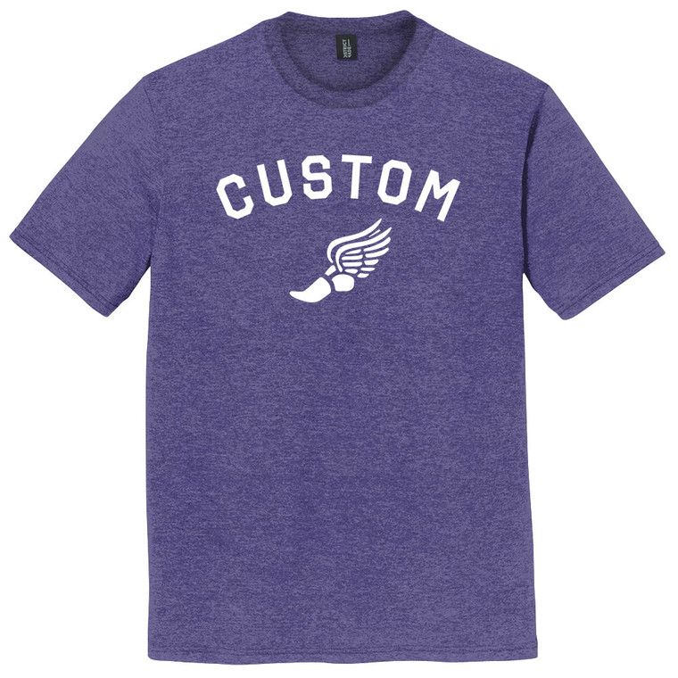Custom Running Winged Foot White Ink On Mens Tri-Blend DTG T-shirt - Purple Heather