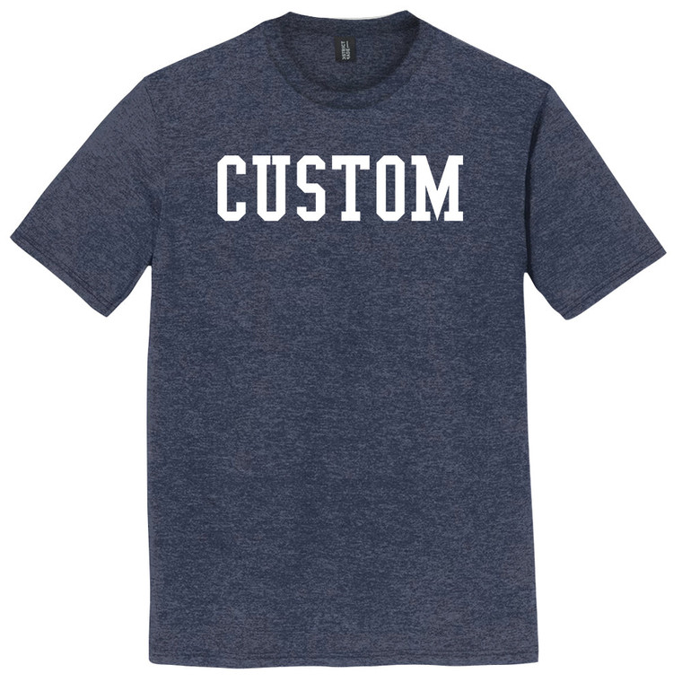 Custom Ruckus Font White Ink On Mens Tri-Blend DTG T-shirt - Navy Blue Heavy