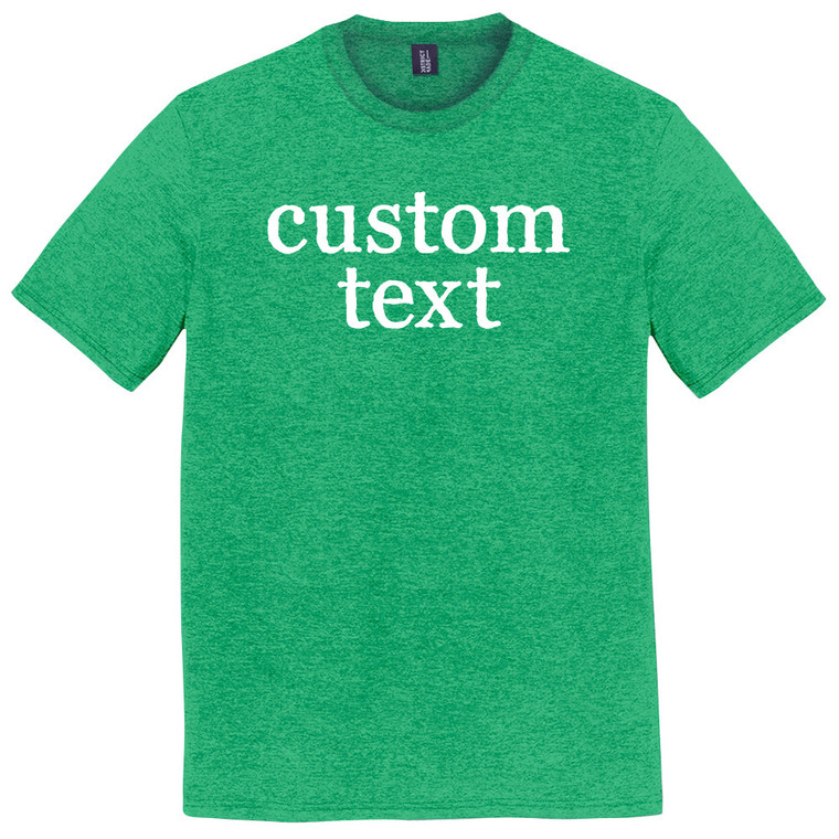 Custom Rage Font White Ink On Mens Tri-Blend DTG T-shirt - Green Kelly Heather
