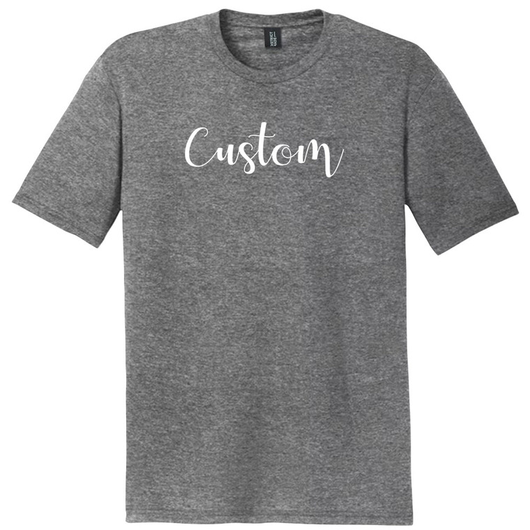 Custom Cursive Font White Ink On Mens Tri-Blend DTG T-shirt - Grey Heather