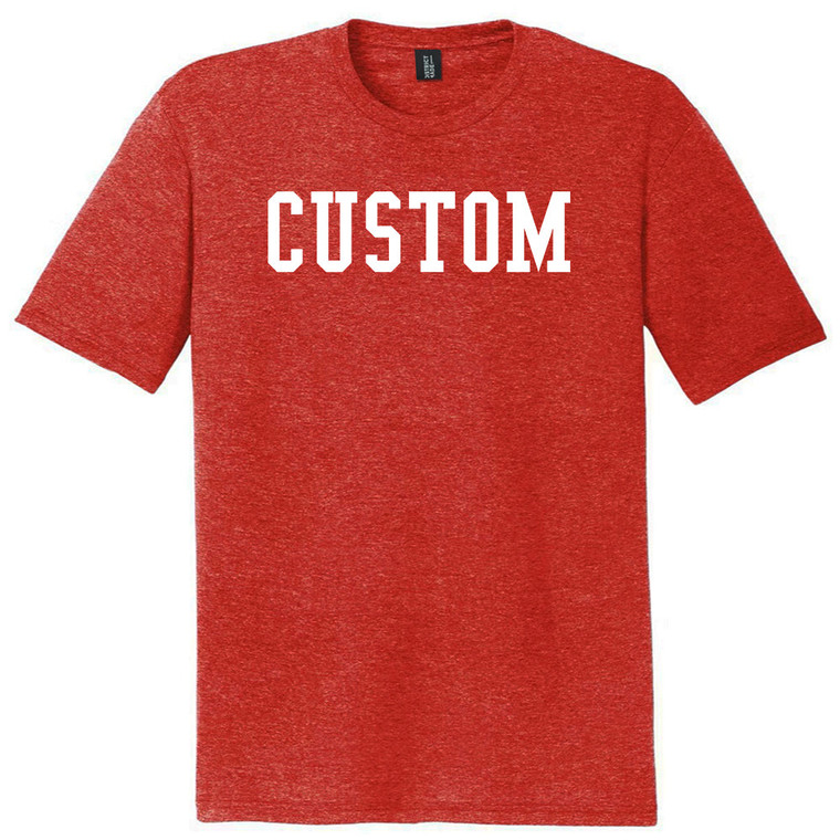 Custom Ruckus Font White Ink On Mens Tri-Blend DTG T-shirt - Red Heather