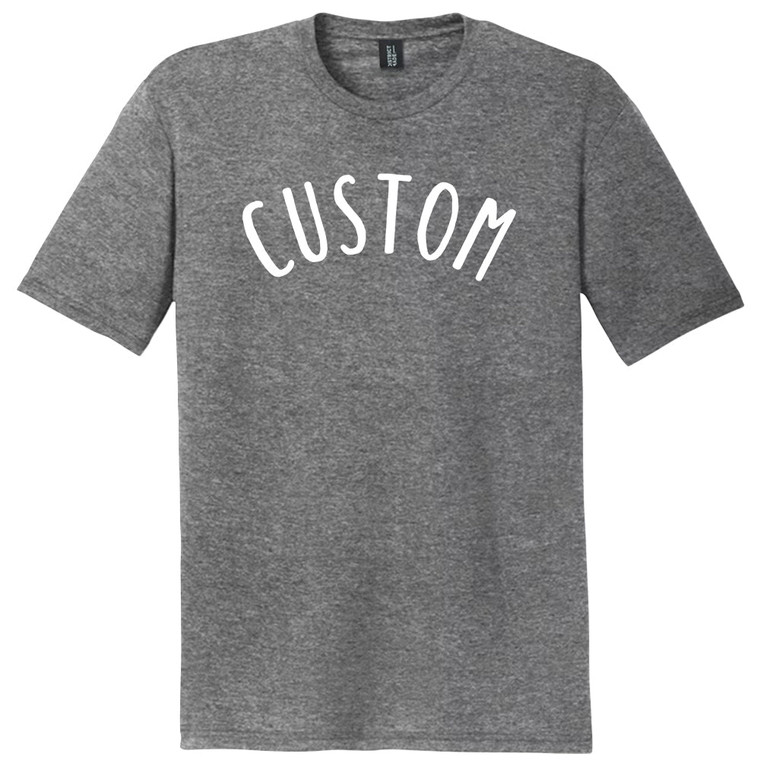 Custom Beach Sand Text White Ink On Mens Tri-Blend DTG T-shirt - Grey Heather
