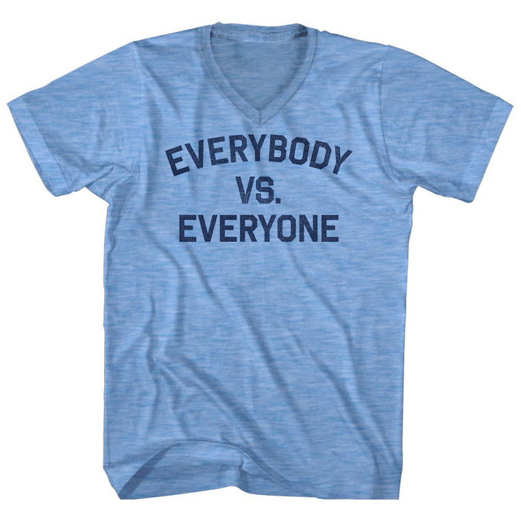 Everybody vs. Everyone Adult Tri-Blend V-neck T-shirt - Athletic Blue