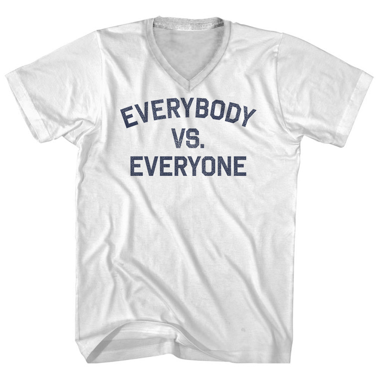 Everybody vs. Everyone Adult Cotton V-neck T-shirt - White
