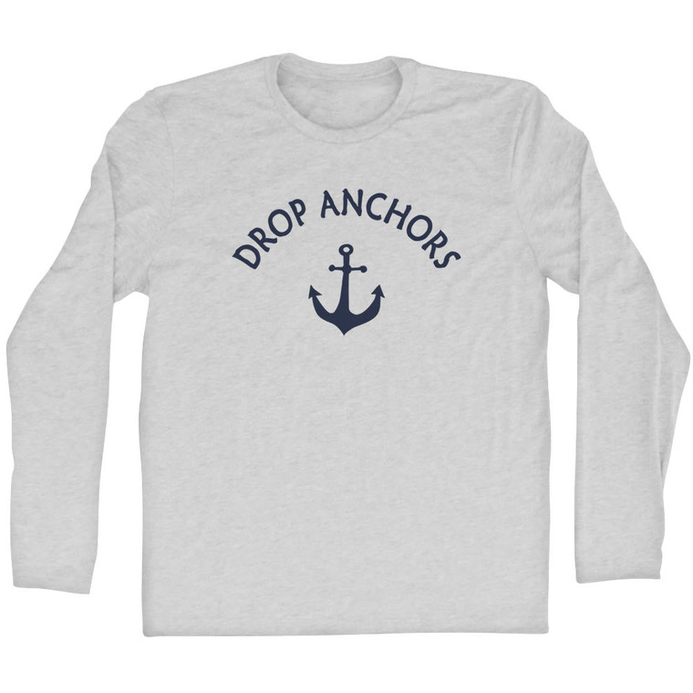 Drop Anchors Adult Cotton Long Sleeve T-shirt - Grey Heather