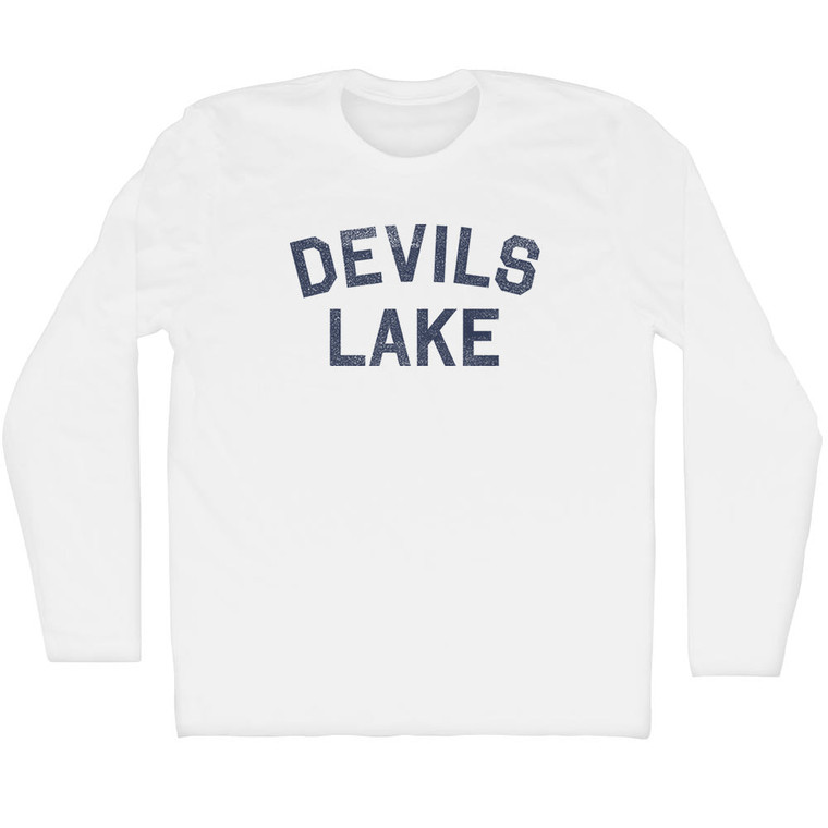 Devils Lake Adult Cotton Long Sleeve T-shirt - White