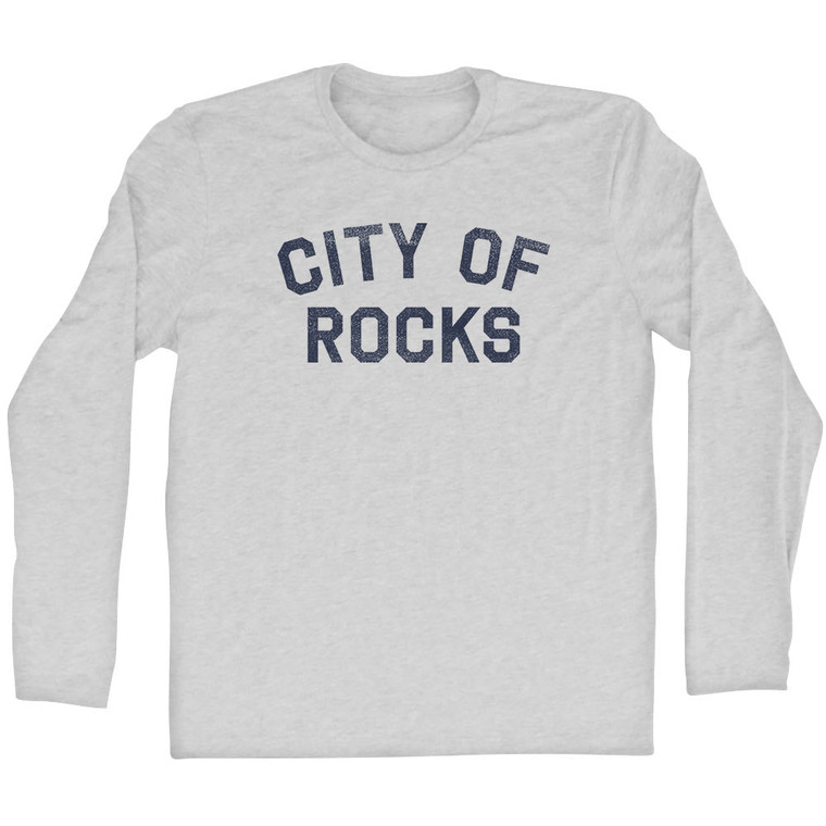 City of Rocks Adult Cotton Long Sleeve T-shirt - Grey Heather