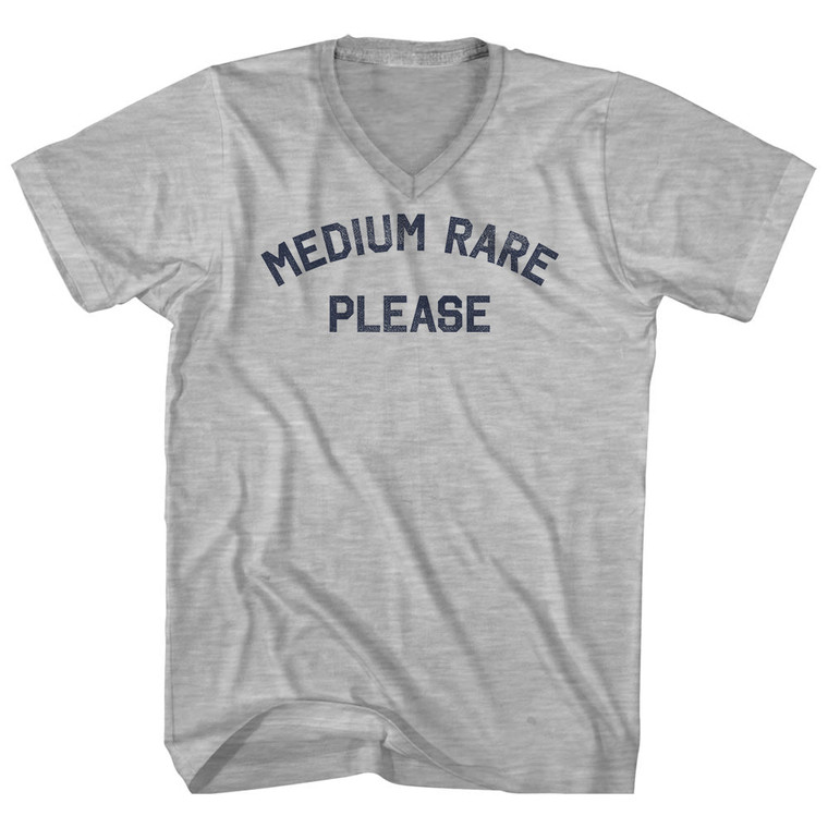 Medium Rare Please Adult Cotton V-neck T-shirt - Grey Heather