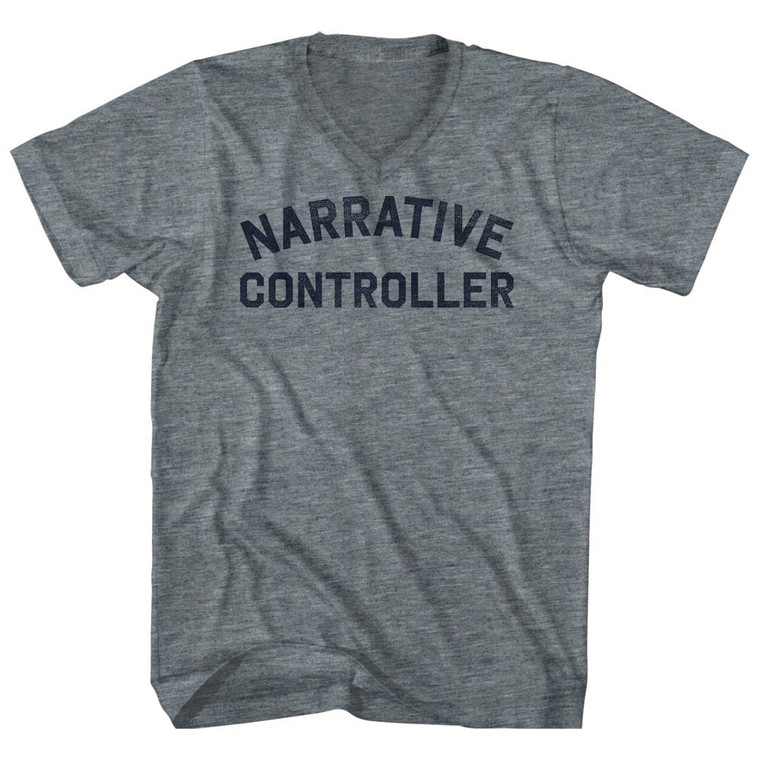Narrative Controller Adult Tri-Blend V-neck T-shirt - Athletic Grey