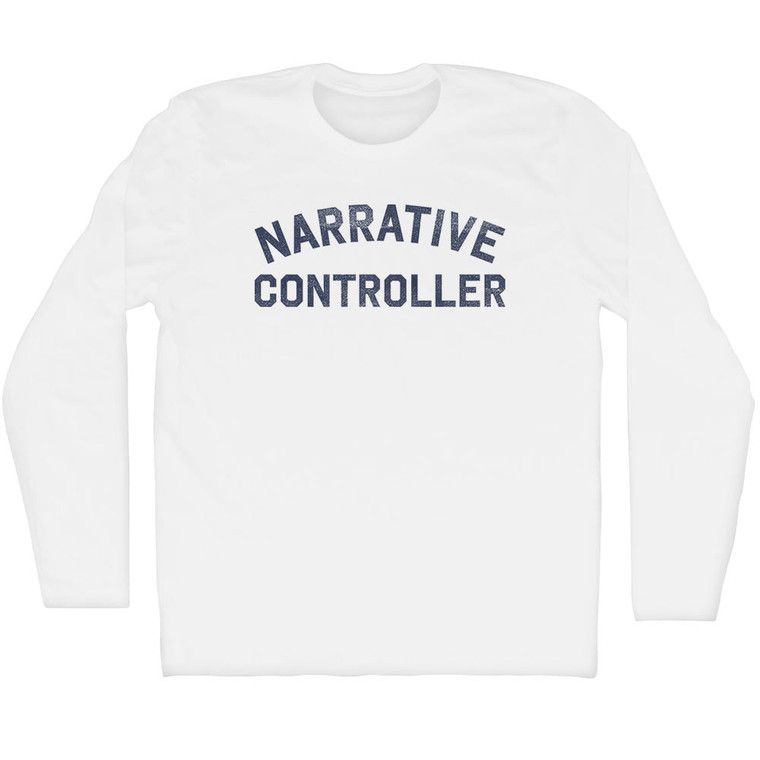 Narrative Controller Adult Cotton Long Sleeve T-shirt - White