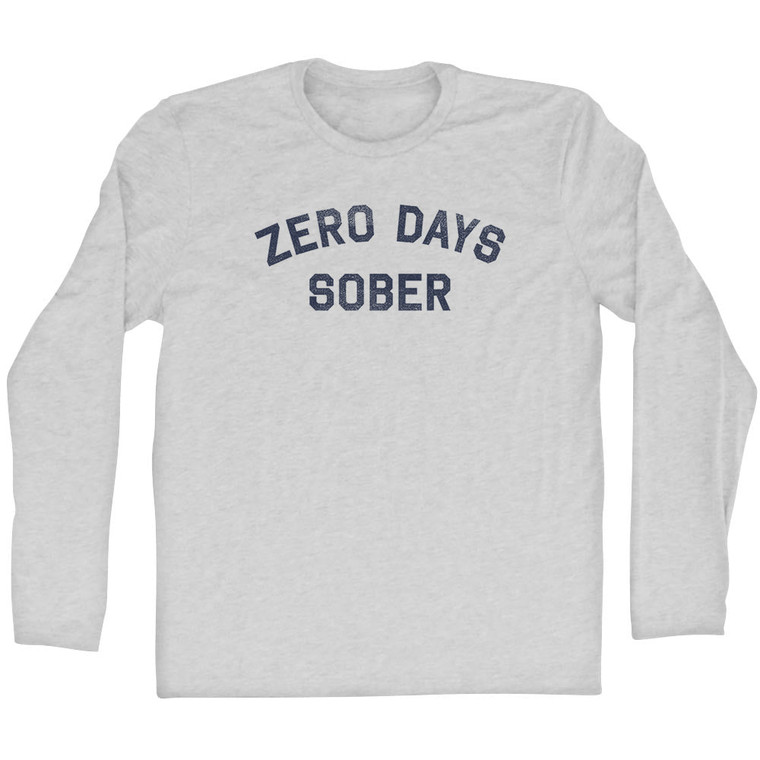 Zero Days Sober Adult Cotton Long Sleeve T-shirt - Grey Heather