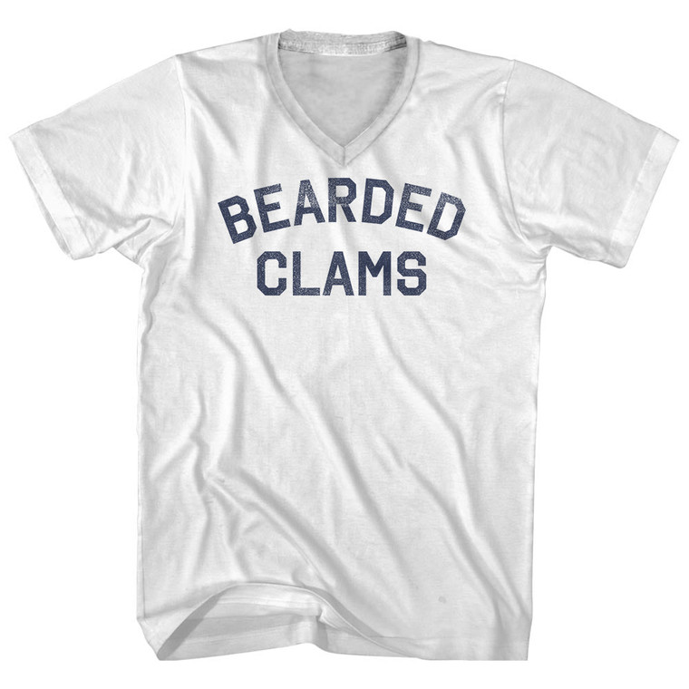 Bearded Clams Adult Cotton V-neck T-shirt - White