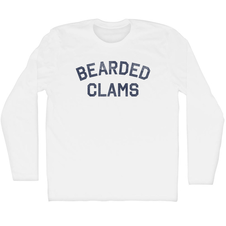 Bearded Clams Adult Cotton Long Sleeve T-shirt - White