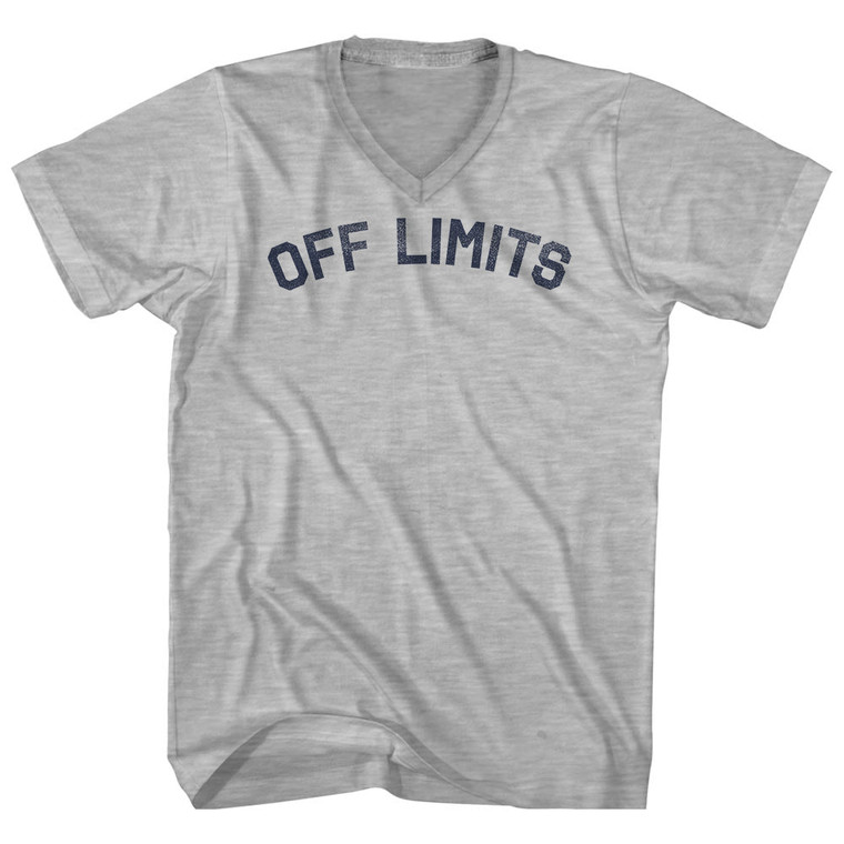 Off Limits Adult Cotton V-neck T-shirt - Grey Heather