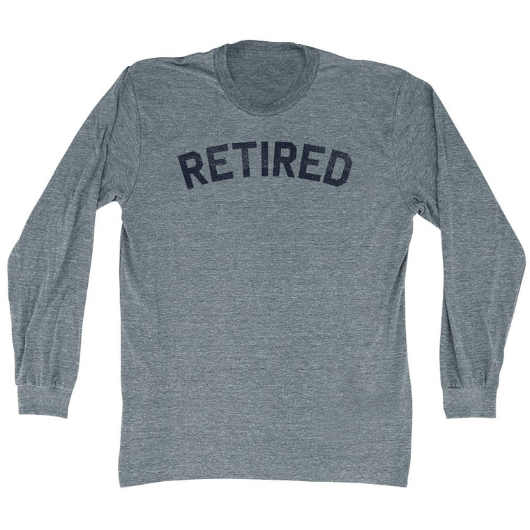 Retired Adult Tri-Blend Long Sleeve T-shirt - Athletic Grey