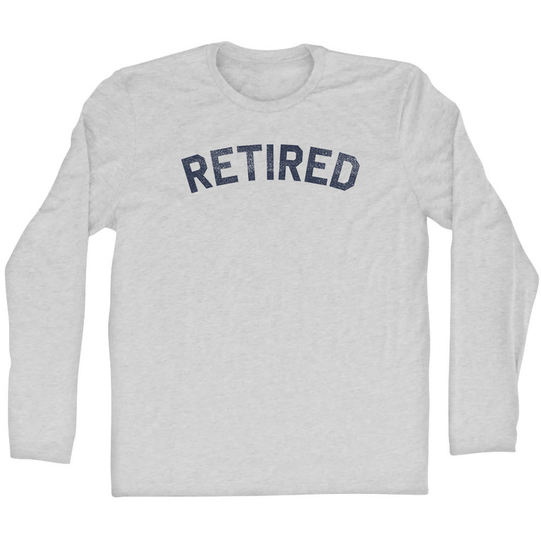 Retired Adult Cotton Long Sleeve T-shirt - Grey Heather