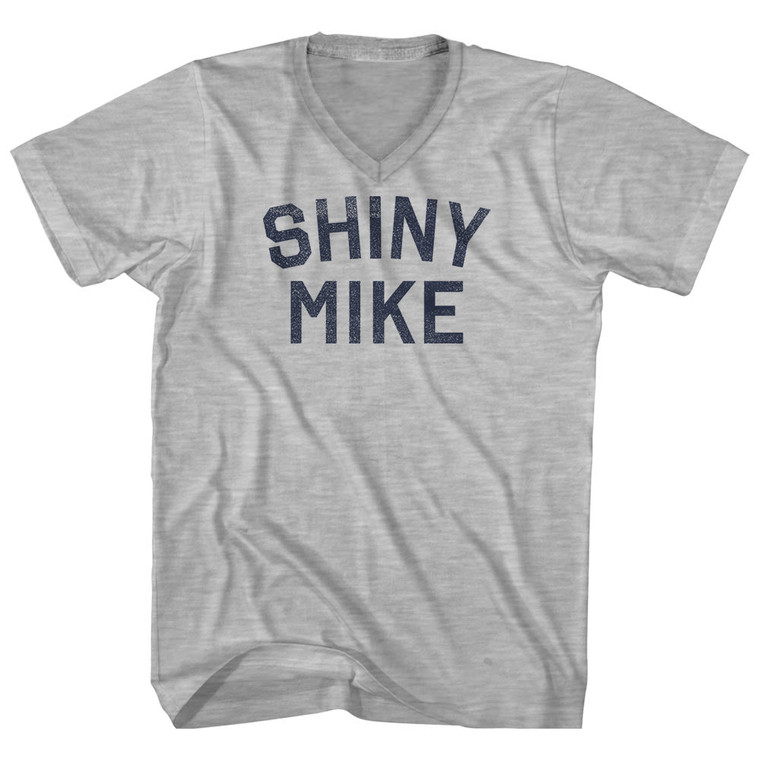 Shiny Mike Adult Cotton V-neck T-shirt - Grey Heather