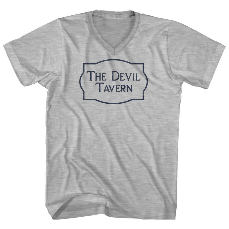 The Devil Tavern Adult Cotton V-neck T-shirt - Grey Heather