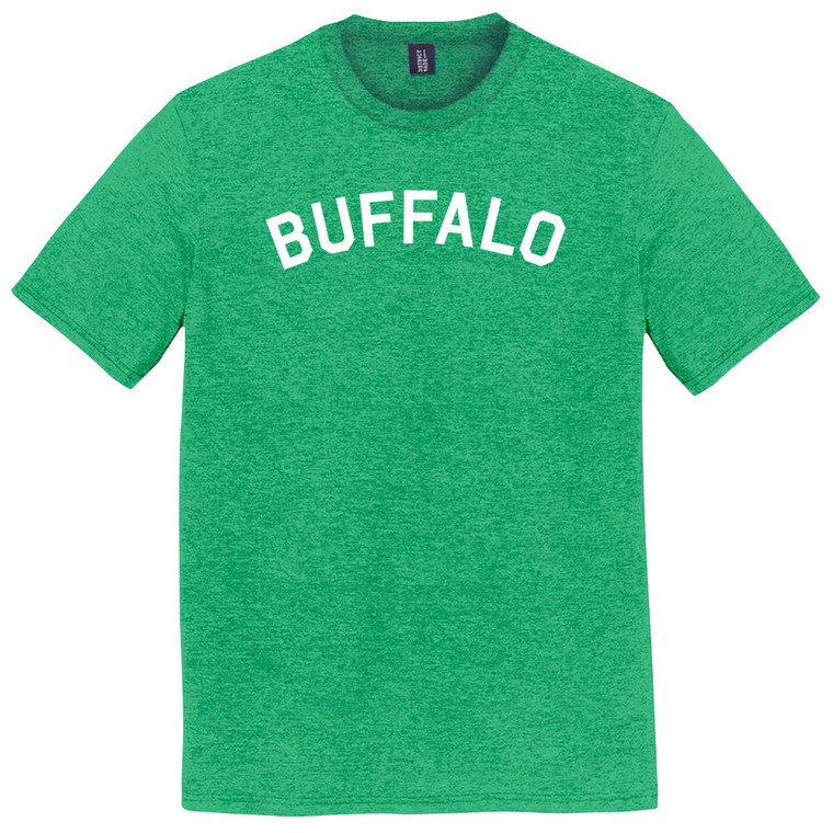 Buffalo Text White Font Mens Tri-Blend DTG T-shirt - Green Kelly