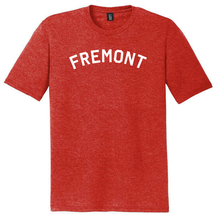Fremont Text White Font Mens Tri-Blend DTG T-shirt - Red Heather
