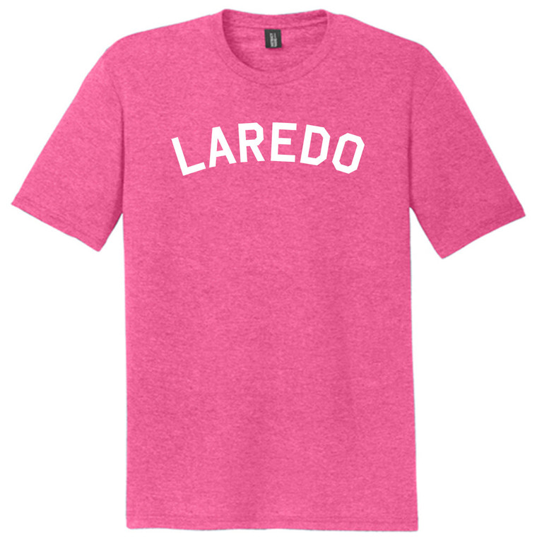 Laredo Text White Font Mens Tri-Blend DTG T-shirt - Fuchsia Heather