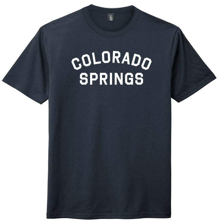 Colorado Springs Text White Font Mens Tri-Blend DTG T-shirt - Navy Blue Solid