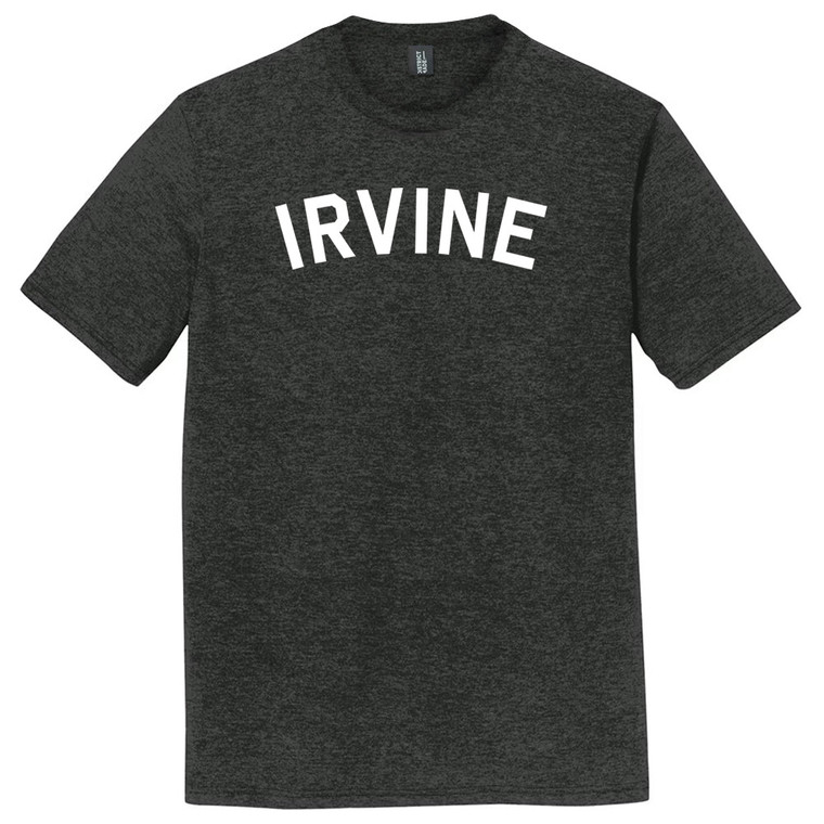 Irvine Text White Font Mens Tri-Blend DTG T-shirt - Black Heather