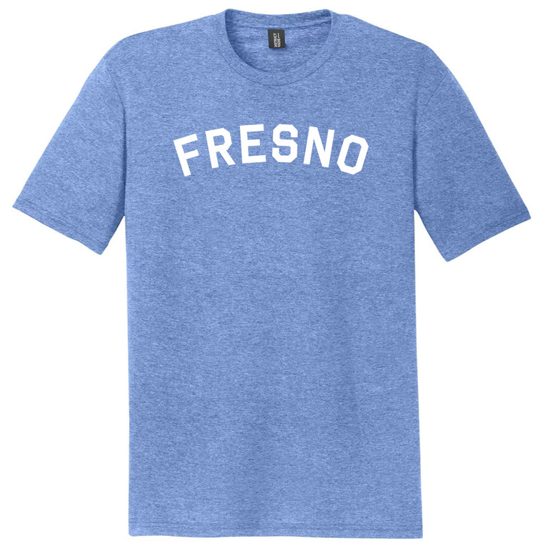 Fresno Text White Font Mens Tri-Blend DTG T-shirt - Blue Heather