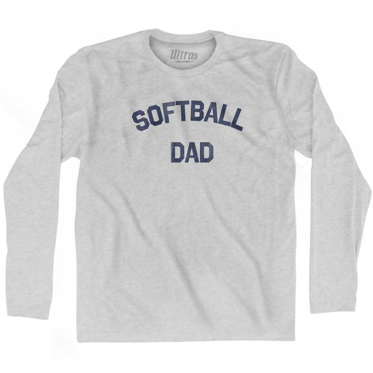 Softball Dad Adult Cotton Long Sleeve T-shirt - Grey Heather