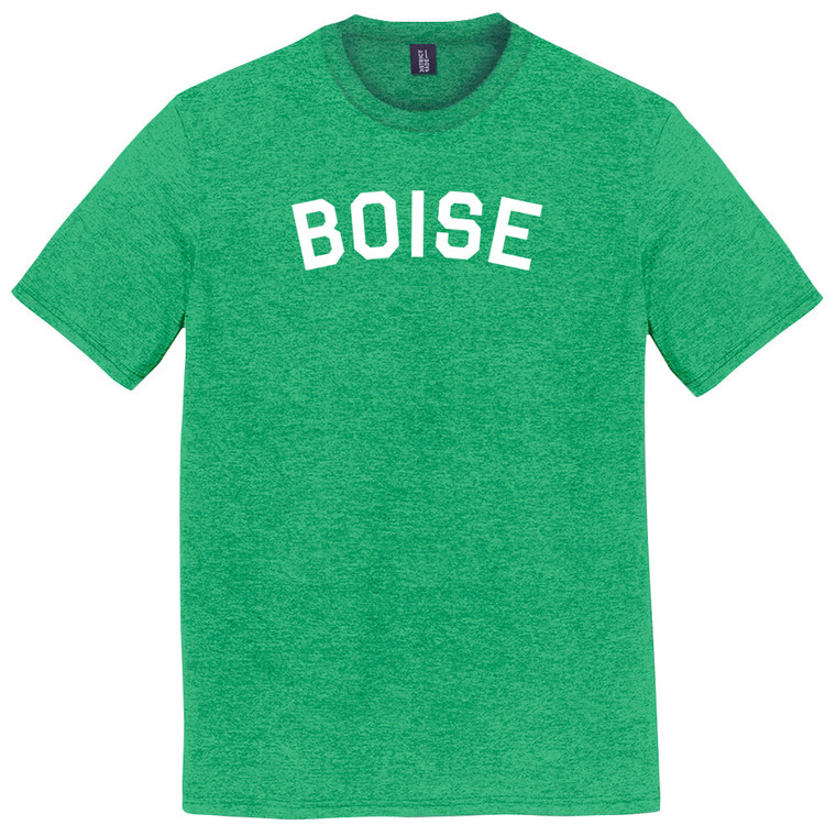 Boise Text White Font Mens Tri-Blend DTG T-shirt - Green Kelly