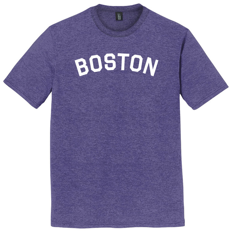 Boston Text White Font Mens Tri-Blend DTG T-shirt - Purple Heather