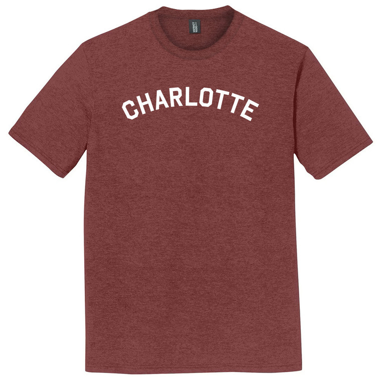 Charlotte Text White Font Mens Tri-Blend DTG T-shirt - Maroon Heather