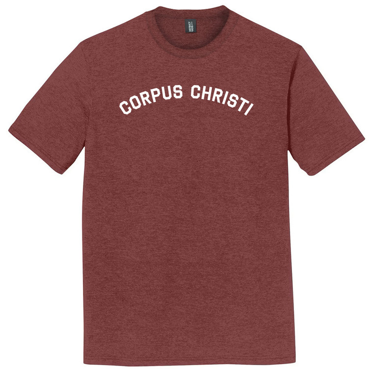 Corpus Christi Text White Font Mens Tri-Blend DTG T-shirt - Maroon Heather