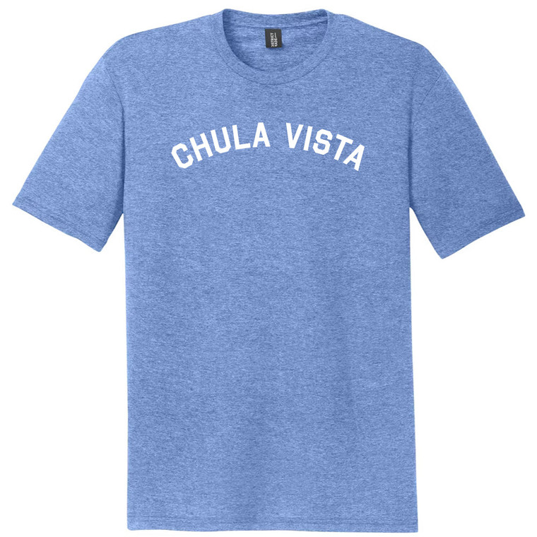 Chula Vista Text White Font Mens Tri-Blend DTG T-shirt - Blue Heather
