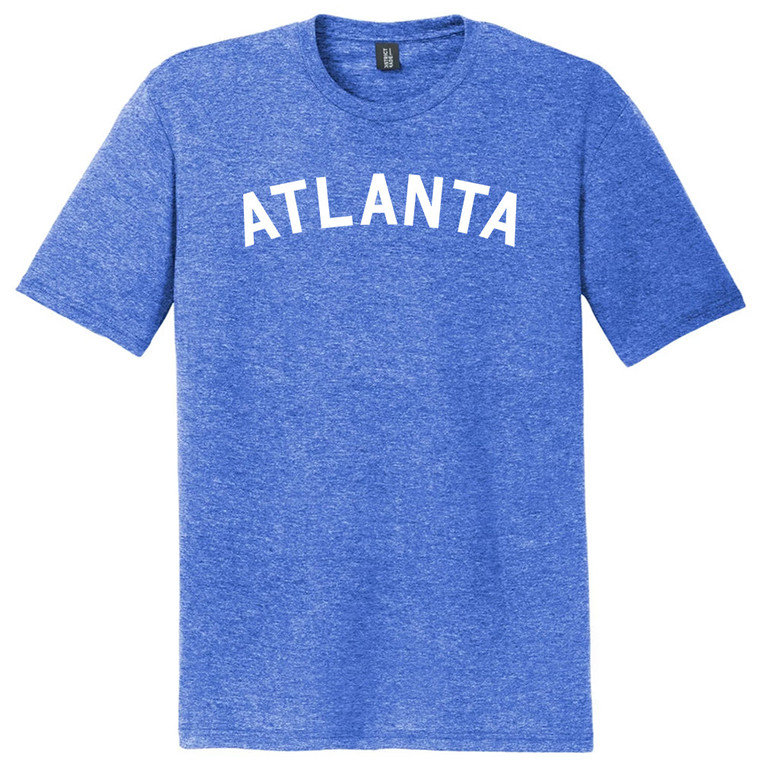 Atlanta Text White Font Mens Tri-Blend DTG T-shirt - Royal Blue Heather