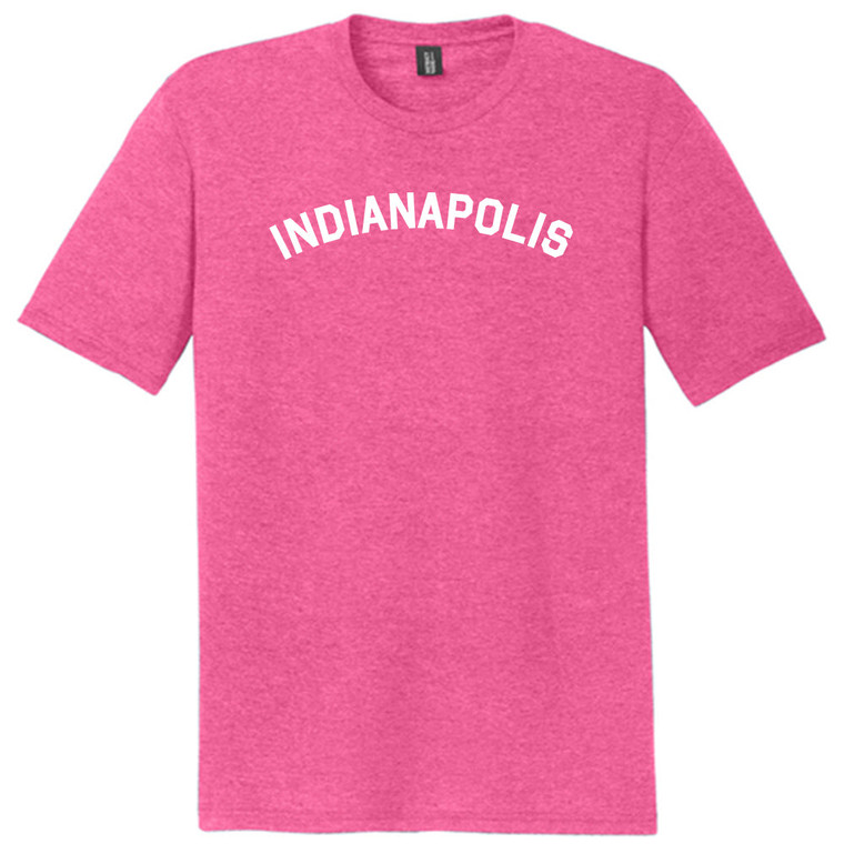 Indianapolis Text White Font Mens Tri-Blend DTG T-shirt - Fuchsia Heather