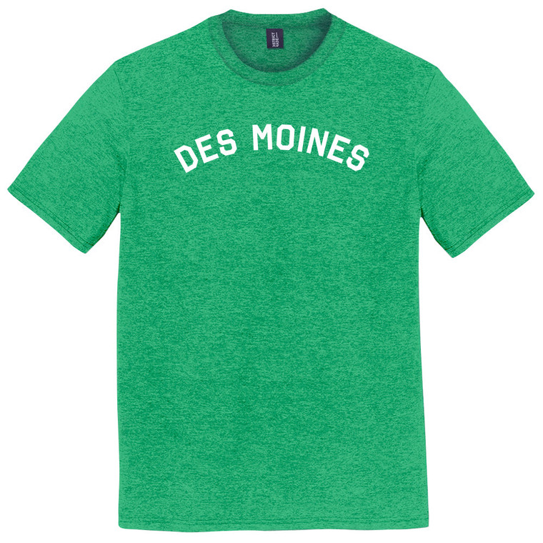 Des Moines Text White Font Mens Tri-Blend DTG T-shirt - Green Kelly