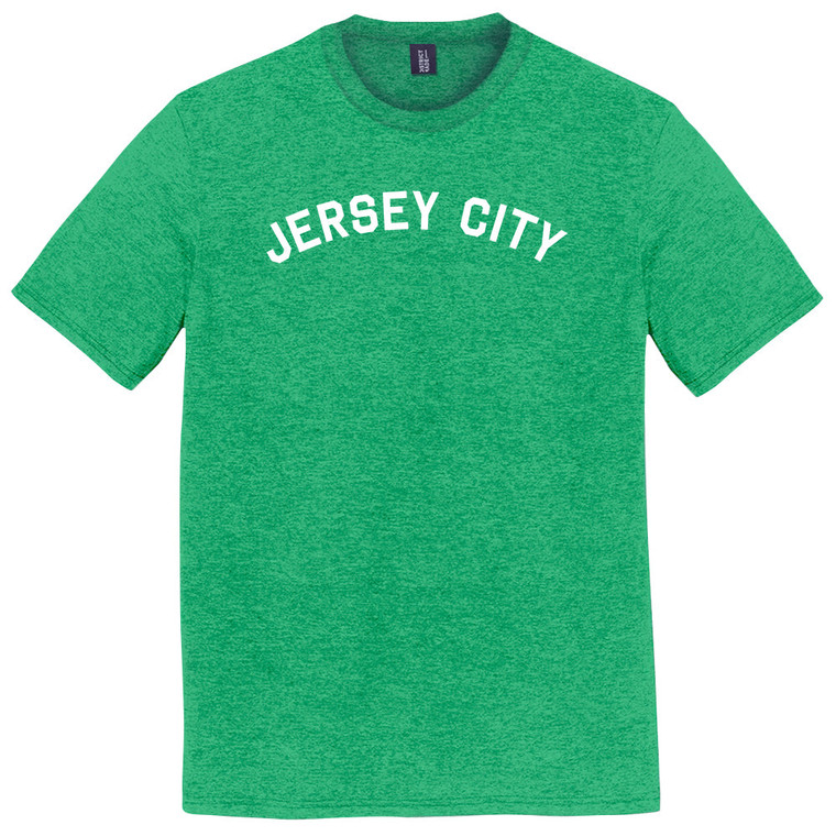 Jersey City Text White Font Mens Tri-Blend DTG T-shirt - Green Kelly