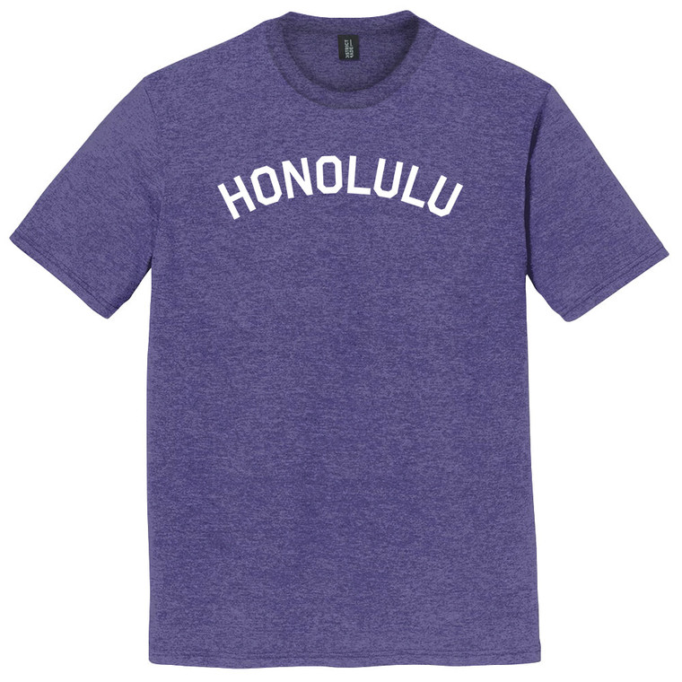 Honolulu Text White Font Mens Tri-Blend DTG T-shirt - Purple Heather
