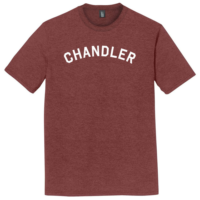 Chandler Text White Font Mens Tri-Blend DTG T-shirt - Maroon Heather