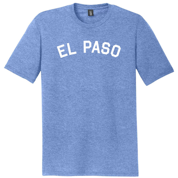 El Paso Text White Font Mens Tri-Blend DTG T-shirt - Blue Heather