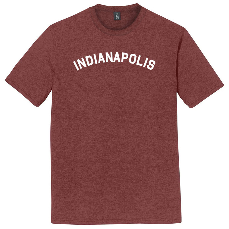 Indianapolis Text White Font Mens Tri-Blend DTG T-shirt - Maroon Heather