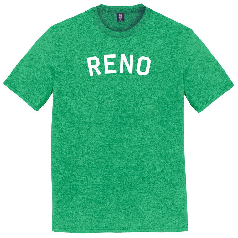 Reno Text White Font Mens Tri-Blend DTG T-shirt - Green Kelly
