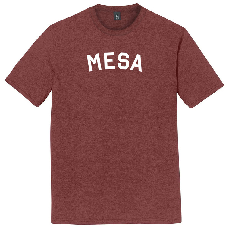 Mesa Text White Font Mens Tri-Blend DTG T-shirt - Maroon Heather