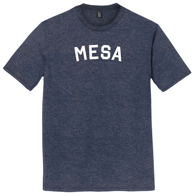 Mesa Text White Font Mens Tri-Blend DTG T-shirt - Navy Blue Heather