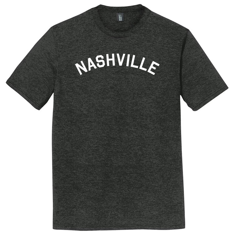 Nashville Text White Font Mens Tri-Blend DTG T-shirt - Black Heather