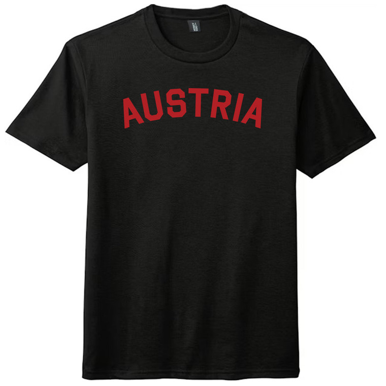 Austria Country Name Mens Tri-Blend DTG T-shirt - Black Solid