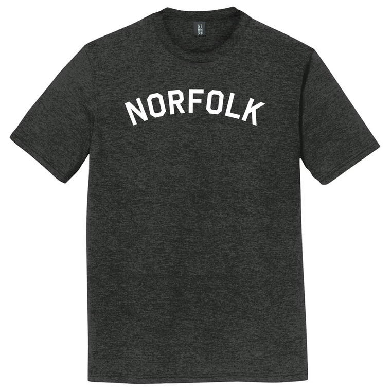 Norfolk Text White Font Mens Tri-Blend DTG T-shirt - Black Heather