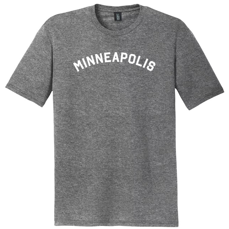 Minneapolis Text White Font Mens Tri-Blend DTG T-shirt - Grey Heather