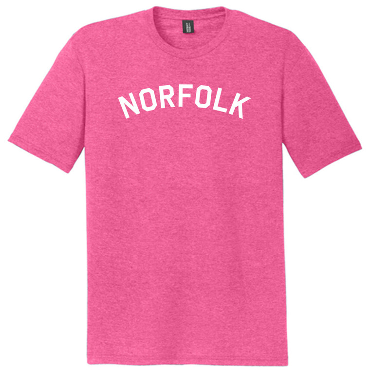 Norfolk Text White Font Mens Tri-Blend DTG T-shirt - Fuchsia Heather